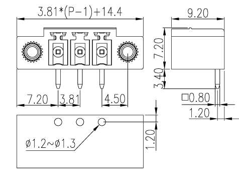 Dinkle: ECH381RM-16P Dimensions